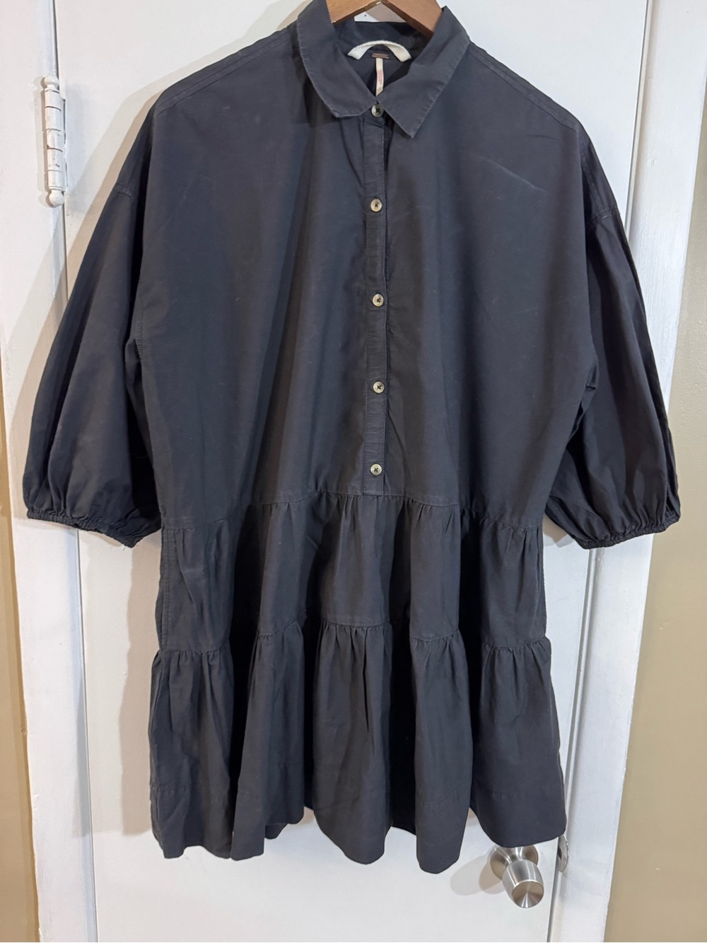Free People Black Tiered Button-Front Tunic - oversized